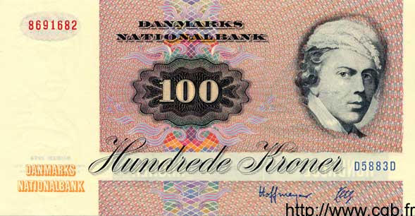 100 Kroner DANEMARK  1988 P.051r SPL