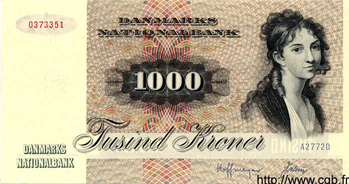 1000 Kroner DÄNEMARK  1977 P.053b ST