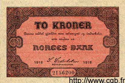 2 Kroner NORWAY  1918 P.14a XF+
