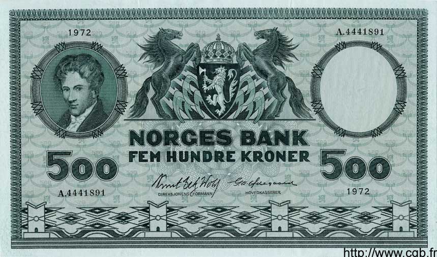 500 Kroner NORVÈGE  1972 P.34f NEUF