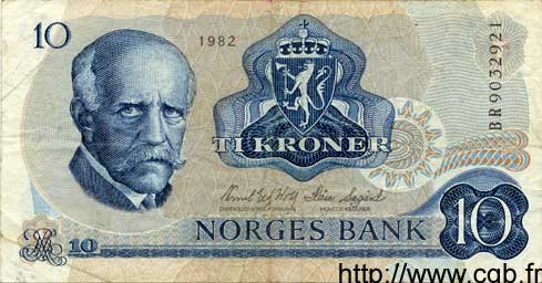 10 Kroner NORVÈGE  1982 P.36c BB