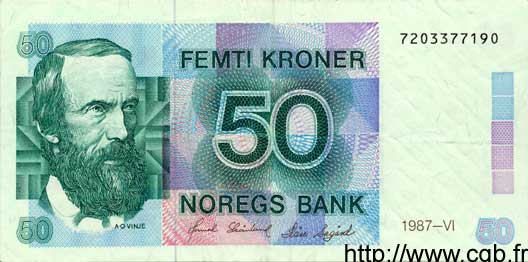 50 Kroner NORVÈGE  1987 P.42b pr.SUP