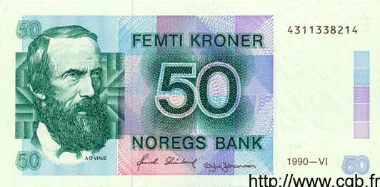 50 Kroner  NORVÈGE  1990 P.42c SUP