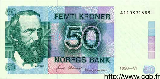 50 Kroner NORVÈGE  1990 P.42c UNC-