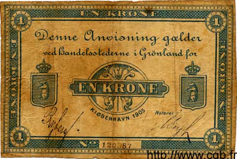 1 Krone GROENLAND  1905 P.05b pr.TB