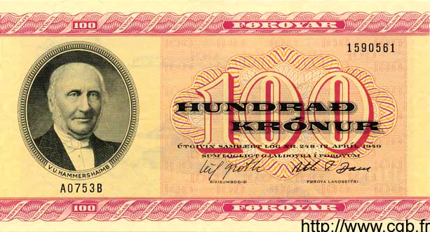 100 Kronur FAROE ISLANDS  1975 P.18d UNC