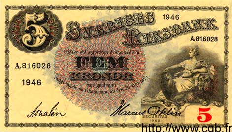 5 Kronor SUÈDE  1946 P.33m pr.NEUF