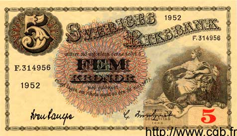 5 Kronor SUÈDE  1952 P.33q NEUF