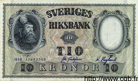 10 Kronor SUÈDE  1958 P.43f SC