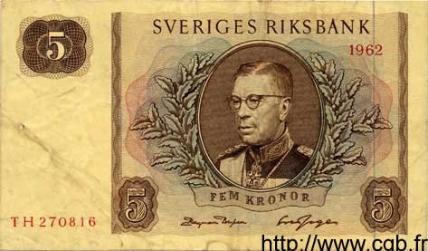 5 Kronor SUÈDE  1962 P.50a F - VF