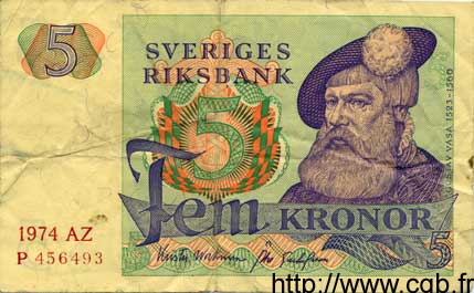 5 Kronor SUÈDE  1974 P.51c TB+