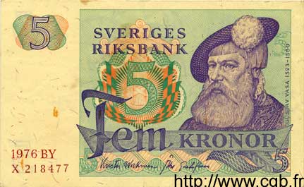 5 Kronor SUÈDE  1976 P.51c TTB