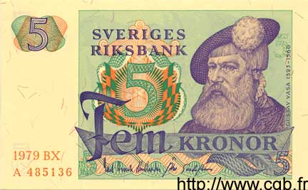 5 Kronor SWEDEN  1979 P.51d UNC-