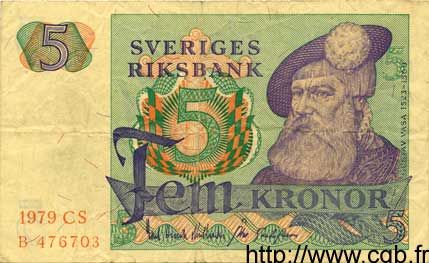 5 Kronor SUÈDE  1979 P.51d TTB