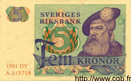 5 Kronor SUÈDE  1981 P.51d pr.NEUF