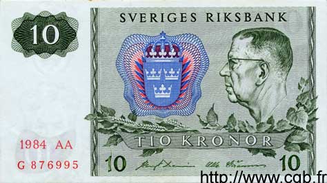 10 Kronor SUÈDE  1984 P.52e SPL
