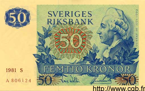 50 Kronor SUÈDE  1981 P.53c NEUF
