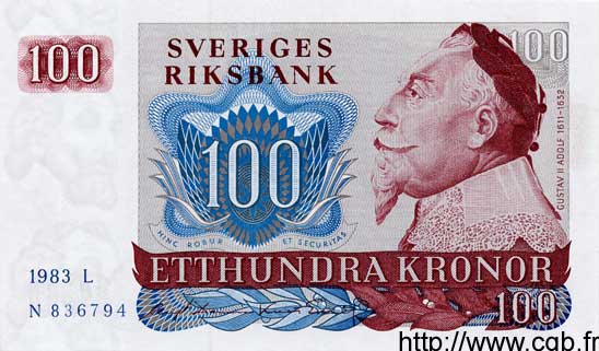 100 Kronor SUÈDE  1983 P.54c NEUF