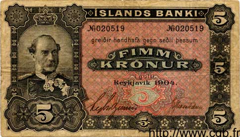 5 Kronur ISLAND  1904 P.10 S