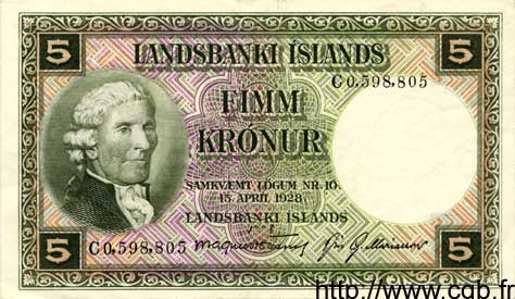 5 Kronur ISLANDA  1948 P.32a q.SPL