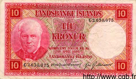 10 Kronur ISLANDE  1948 P.33a TB+
