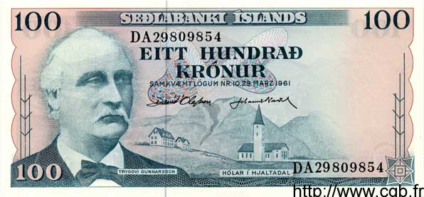 100 Kronur ISLANDE  1961 P.44 NEUF