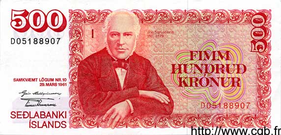 500 Kronur ISLANDIA  1981 P.51 EBC+
