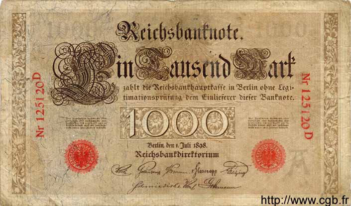 1000 Mark GERMANY  1898 P.021 F