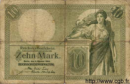 10 Mark DEUTSCHLAND  1906 P.009 SGE