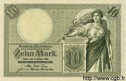 10 Mark GERMANY  1906 P.009 UNC