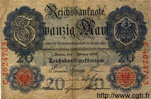 20 Mark GERMANY  1908 P.031 G