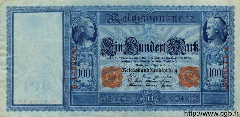100 Mark DEUTSCHLAND  1910 P.042 VZ
