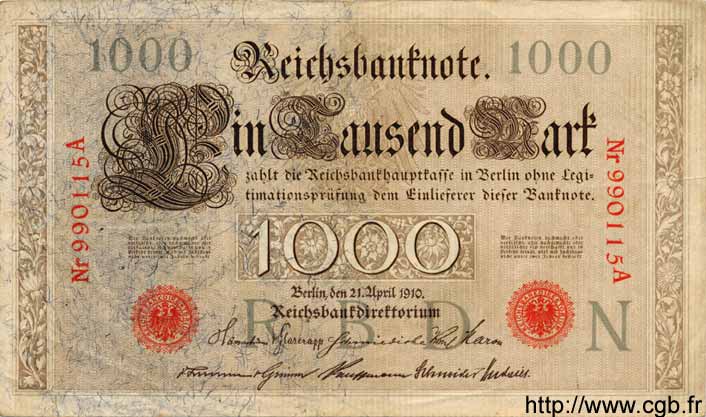 1000 Mark GERMANY  1910 P.044a XF
