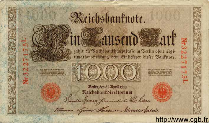 1000 Mark GERMANIA  1910 P.044b BB