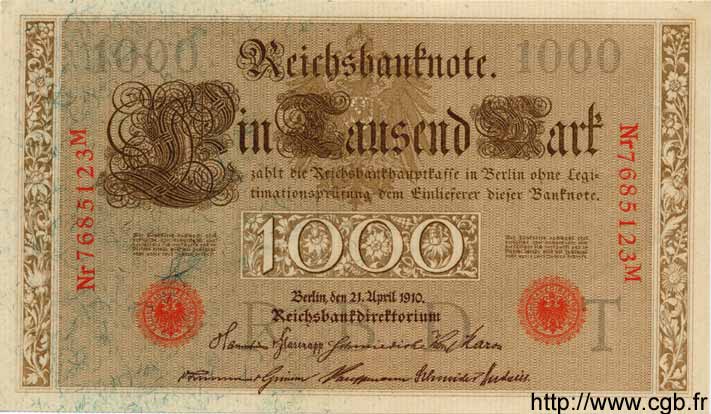 1000 Mark GERMANY  1910 P.044b UNC-