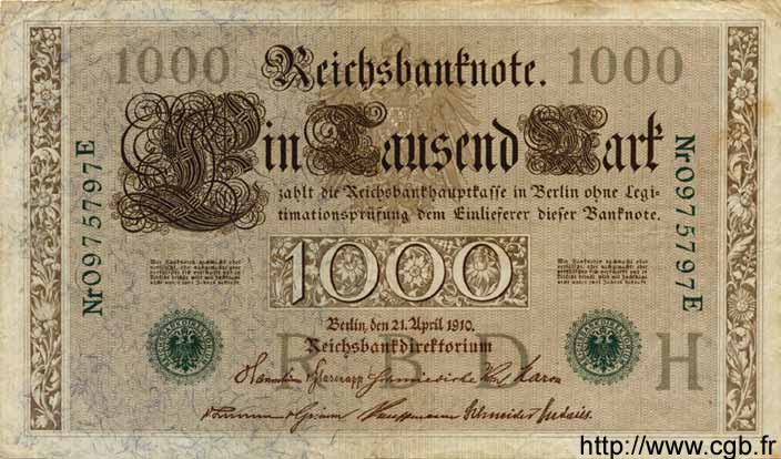 1000 Mark GERMANY  1910 P.045b VF