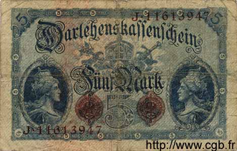 5 Mark GERMANIA  1914 P.047c B
