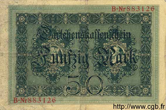 50 Mark GERMANY  1914 P.049a VF