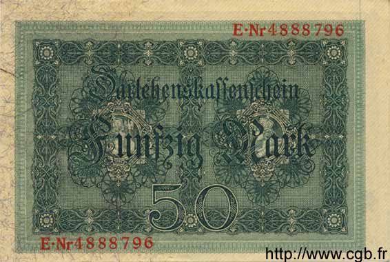 50 Mark GERMANY  1914 P.049b UNC-