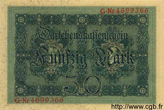 50 Mark GERMANY  1914 P.049b AU+