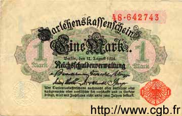 1 Mark GERMANY  1914 P.050 XF-