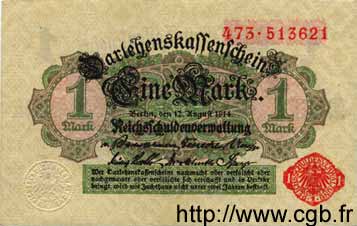 1 Mark GERMANY  1914 P.050 XF