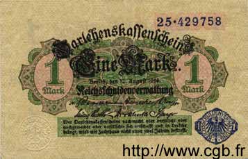 1 Mark GERMANY  1914 P.052 XF