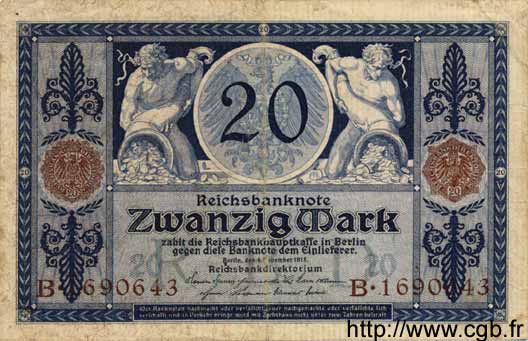 20 Mark GERMANIA  1915 P.063 MB