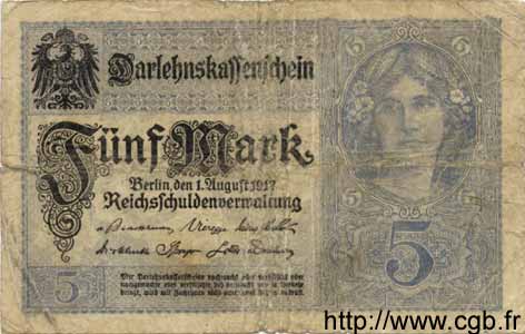 5 Mark DEUTSCHLAND  1917 P.056b SGE