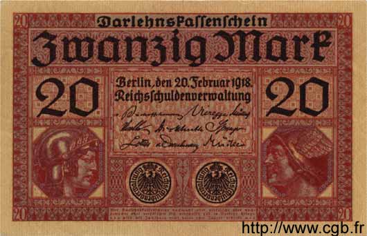 20 Mark GERMANY  1918 P.057 AU