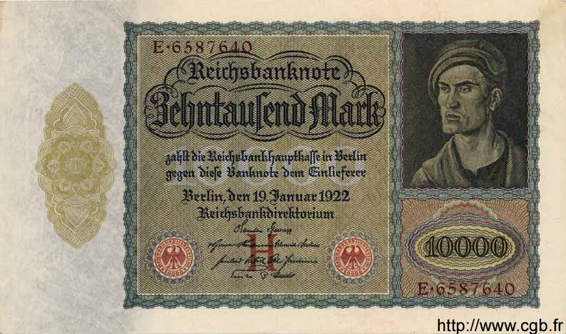 10000 Mark GERMANY  1922 P.070 UNC-