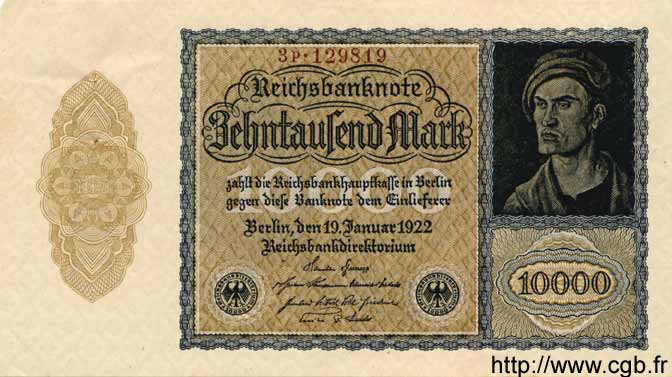 10000 Mark GERMANY  1922 P.072 AU