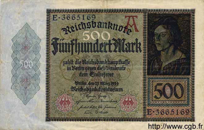 500 Mark GERMANIA  1922 P.073 MB a BB