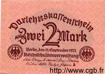 2 Mark GERMANY  1922 P.062 AU